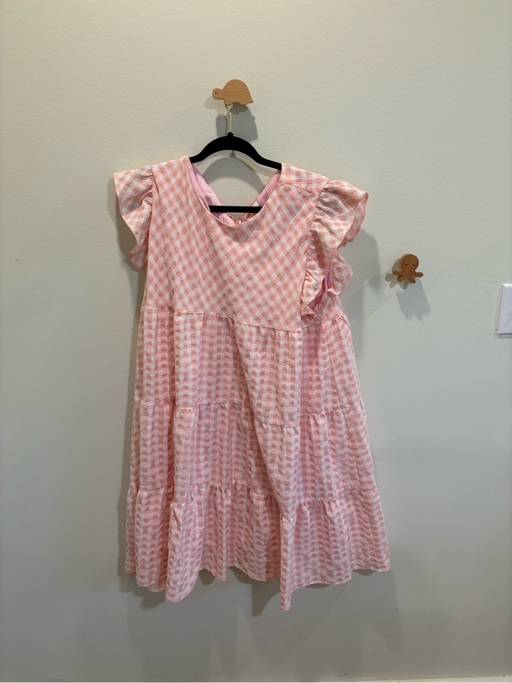 Kori Pink Gingham Tiered Ruffle Dress